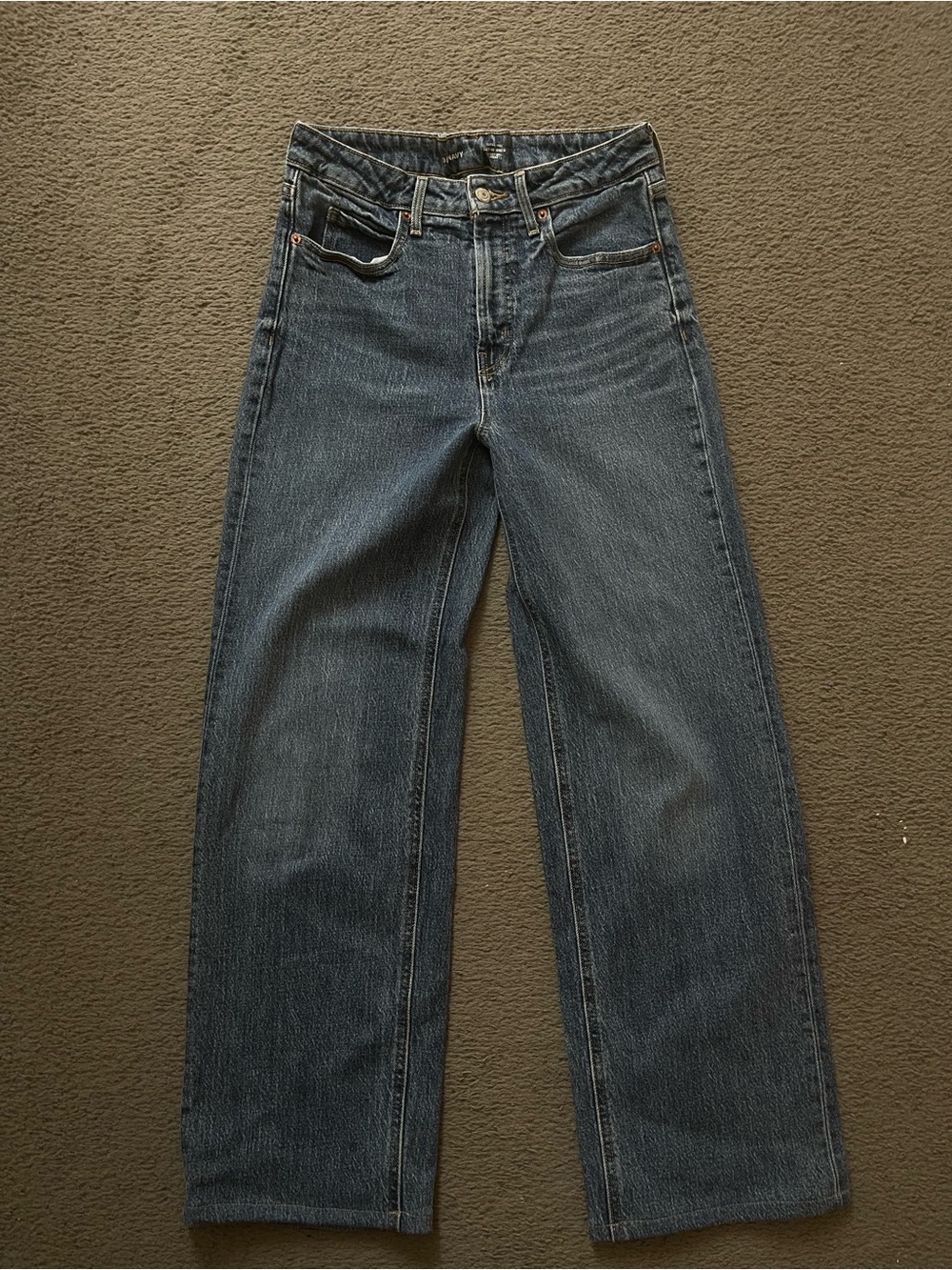 Classic High-Rise Straight wide Leg Jeans - Dark Blue